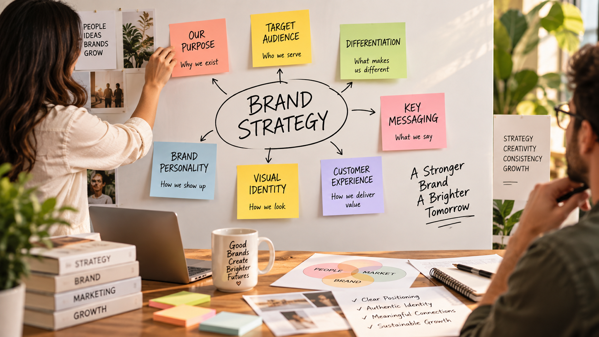 Brand Strategy Workshop With Sticky Notes