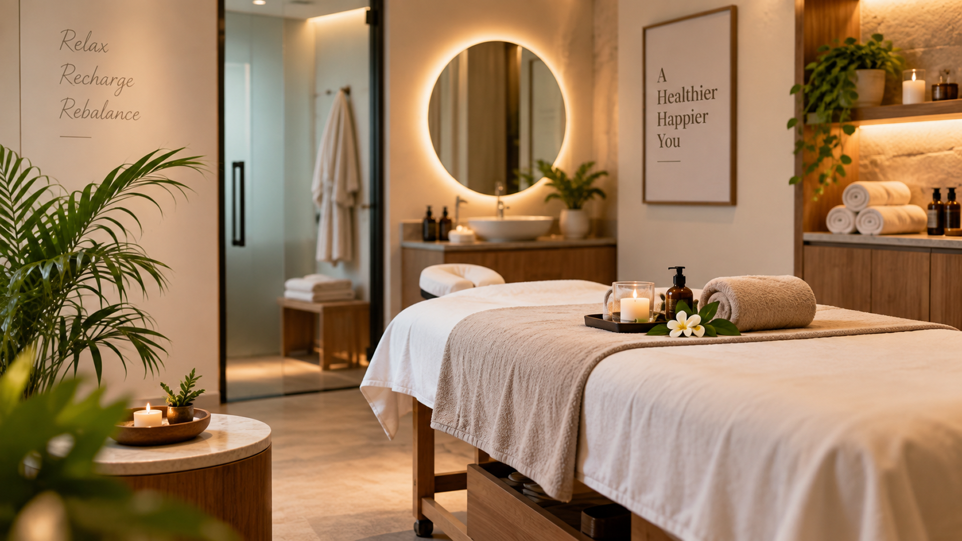 Calm Softly Lit Spa Treatment Room