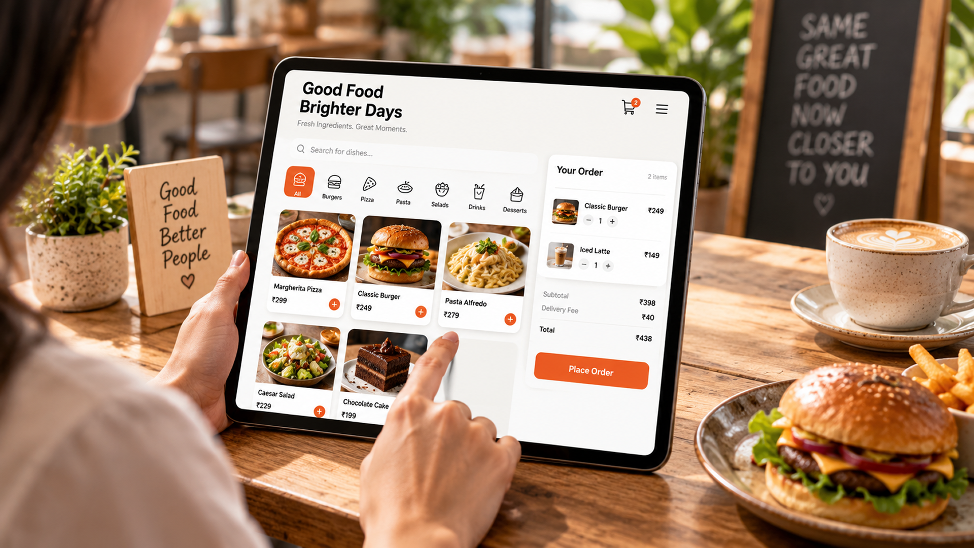 Customer Placing A Food Order On A Restaurants Mobile Ordering App