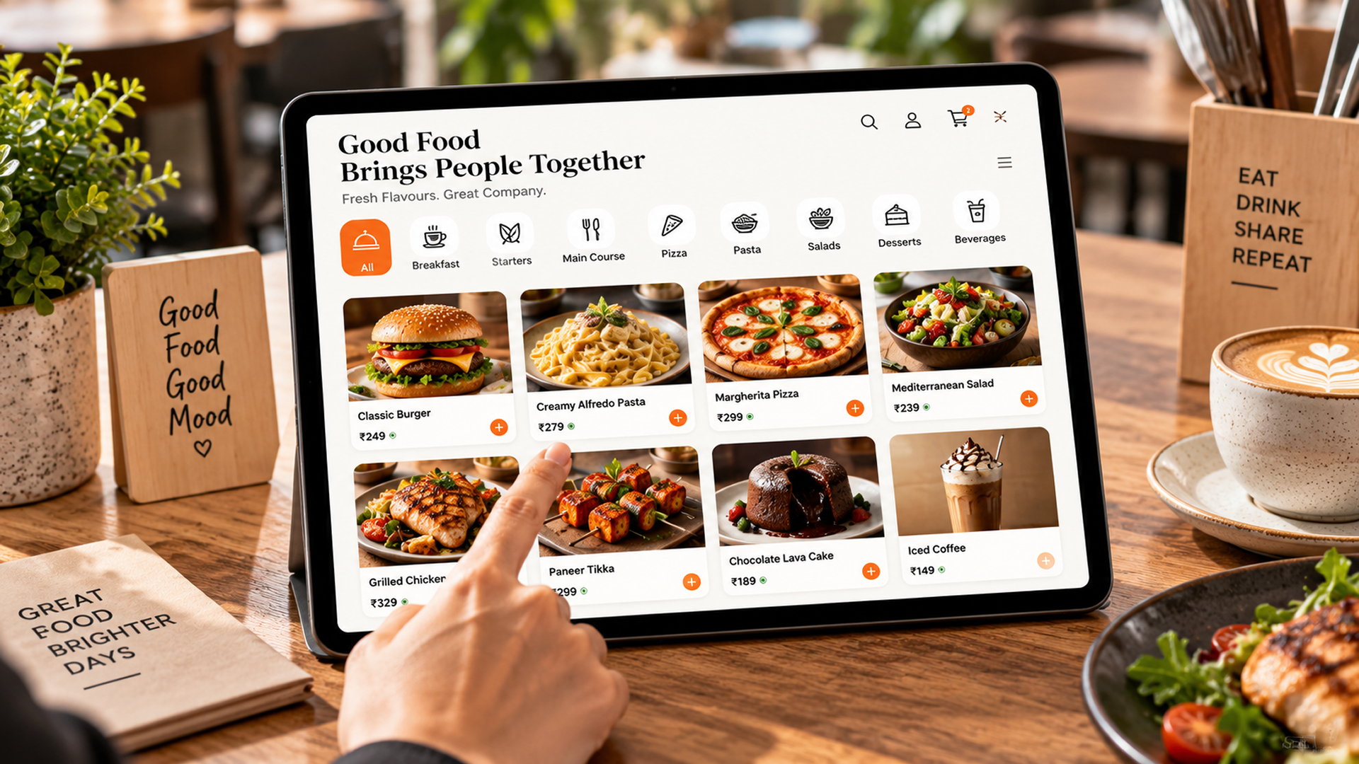 Digital Restaurant Menu On A Tablet