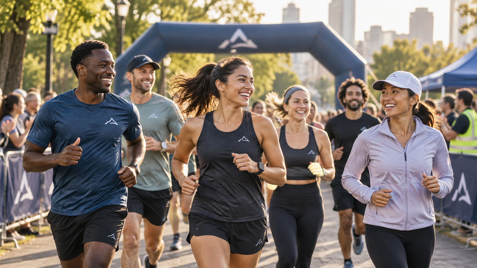Group Of Runners Wearing Branded Sportswear