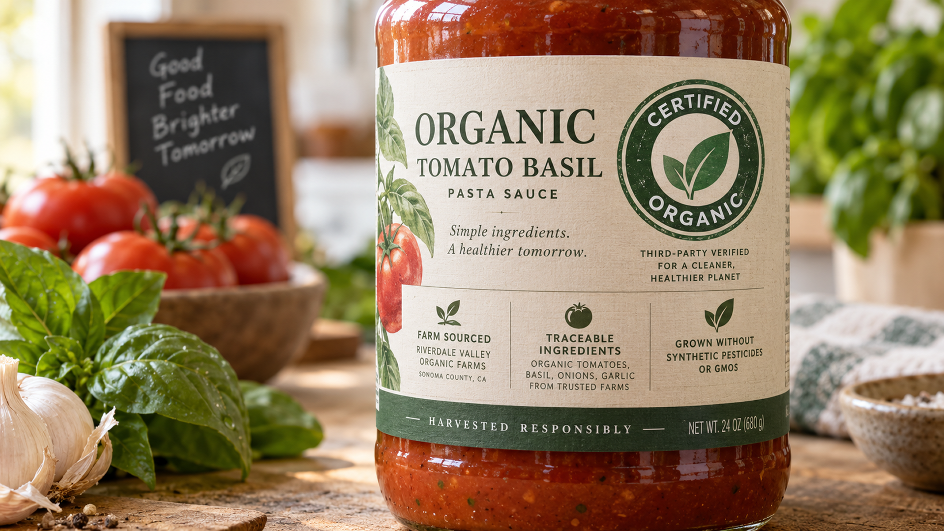 Product Label Displaying A Prominent Organic Certification Seal