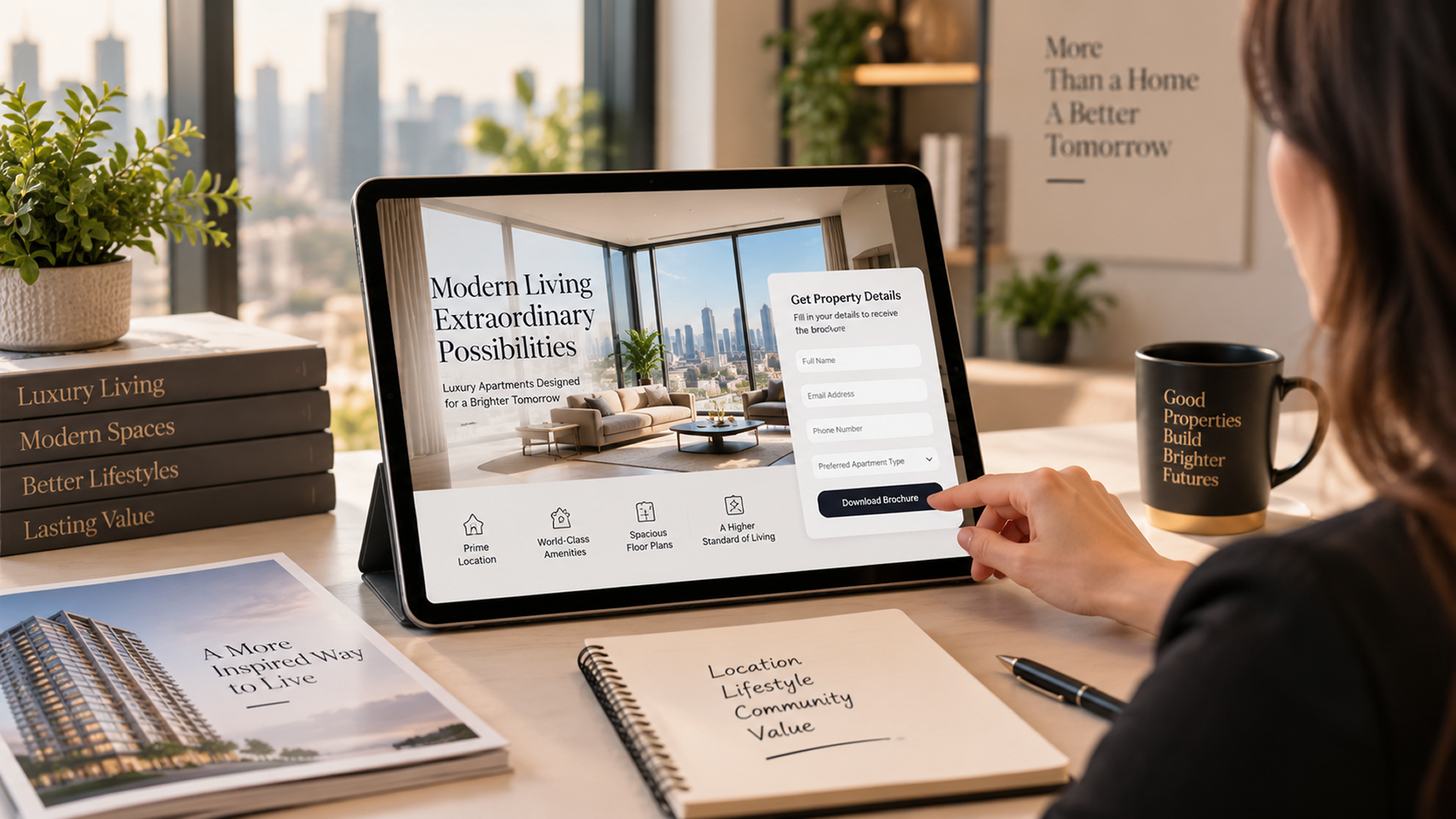 Tablet Displaying A Property-Specific Landing Page